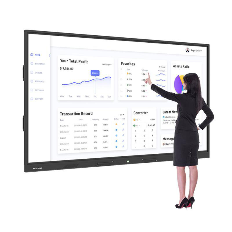 55 polegadas Tabuleiro Interativo Android 13.0 com 16 9 touch screen para reuniões escolares