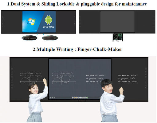 Tabuleiro inteligente de LED de 75 polegadas para escola interativa 350 Cd/m2