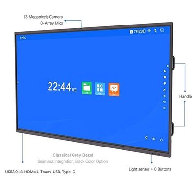 4K 65 polegadas 16:9 Tabuleiro LCD Interativo Infravermelho / Toque Capacitivo para Educação Inteligente