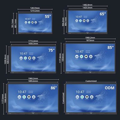 55 polegadas Tabuleiro Interativo Android 13.0 com 16 9 touch screen para reuniões escolares