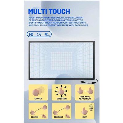 55 polegadas de alta transmissão IR touch screen DC 5V fonte de alimentação e mais de 90% de transmissão de luz